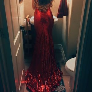 Red Sequin Prom Party Dress
